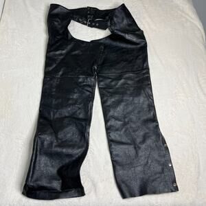 Xelement Black Leather Adjustable Belt Motorcycle Chaps Pants Size 42